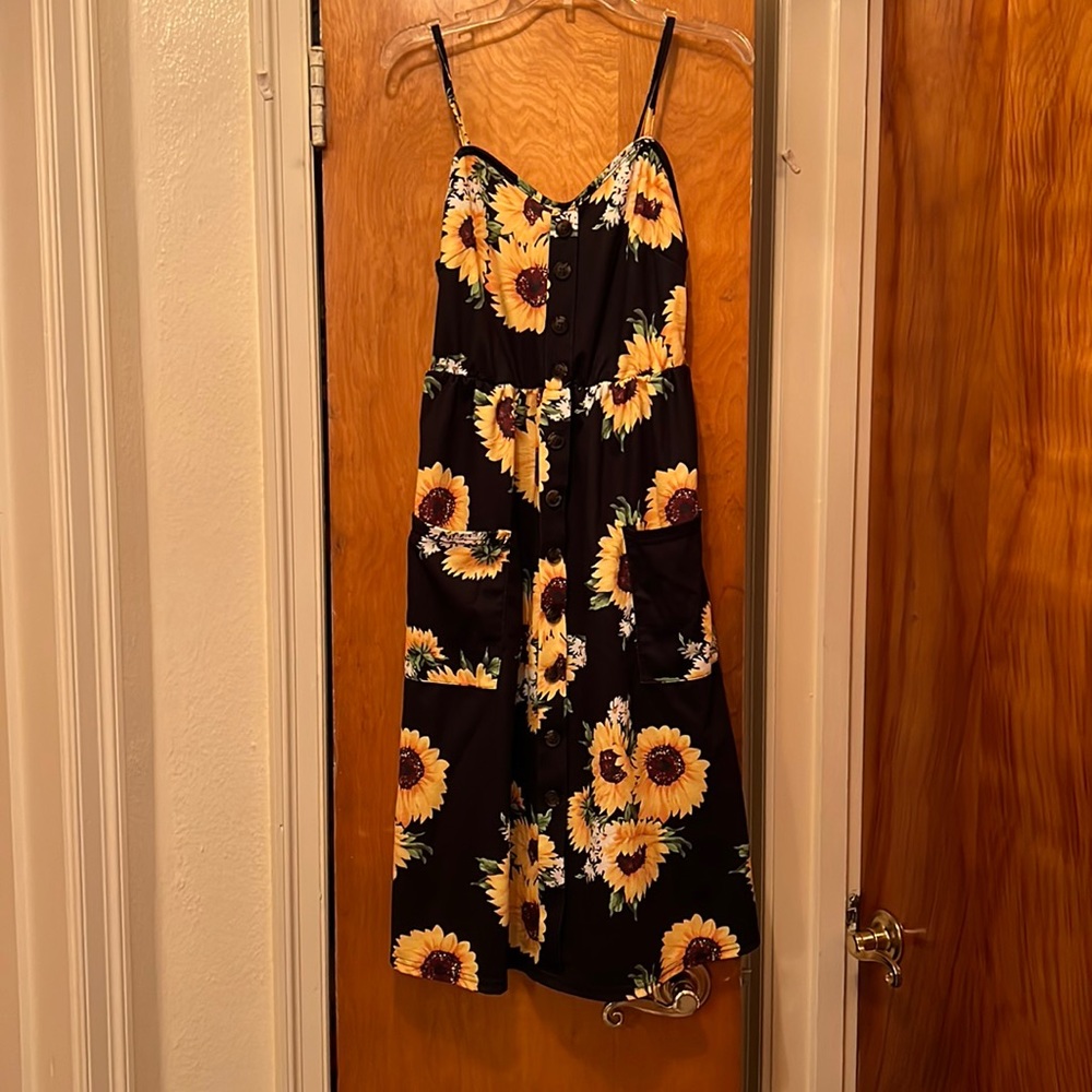 Size small sundress with sunflower pattern